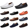 Designer de couro Doudou Mens Casual Driving Shoes Respirável Soft Sole Light Tan Preto Marinho Branco Azul Prata Amarelo Cinza Masculino Flats Calçado All-Match Sapato Preguiçoso A109