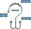 Accessories 12 pcs Shower Curtain Hooks Shower Curtain Rings Roller Polished Satin Nickel Ball Rustproof