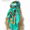 Bandanas Durag Bandanas Durag Silk Scarves Women Luxury Brand Summer Fashion Designer Head/Hair Scarf 90*90cm Hijab Bandana Cheveux Foulard Y240325