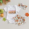 Clothing Sets 3Pcs Infant Baby Girl Halloween Outfits Pumpkin Letter Print Romper Bodysuit Ruffle PP Shorts Headband Clothes Set