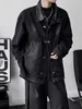 Reddachic 90 -talets mäns rumpa avgick denim Bomber Jacket Frayed Oversize Coat Distraed Black Hiphop Street Autumn Outwear O9uf#