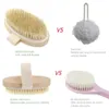 Brosse sèche pour cheveux en peau naturelle de porc, brosse à poils en bois pour bain et douche, brosse corporelle pour SPA sans poignée s