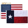 Akcesoria Home Outdoor Texas Flag USA 3x5 stóp Wodoodporne wytrzymałe nylonowe haftowane gwiazdy szyte paski mosiężne przelotki amerykańskie flagi banery