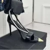 2024 Summer Genuine Leather Pointed Toe Side Open Thin Heels Sexy and Elegant Women's Shoes Water Diamond Buckle Strap Ultra High Heel Sandals