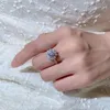 Anelli a grappolo Anello con fiore in zircone di lusso CZ Argento sterling S925 con platino placcato per le donne Gioielleria raffinata Regalo della festa nuziale 2024