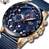 LIGE Fashion Mens Watches Najlepsze marka luksusowy kwarc na rękę zegar niebieski zegarek mężczyzn Waterproof Sport Chronograph Relogio Masculino C201N