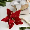 Dekorativa blommor kransar julgran prydnad simaterad blommor hållbar 25 cm tyg glitter kreativ girland rotting tillbehör släpp otx2e