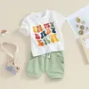 Kledingsets Cevoerf Baby Baby Boy Girl Kleding Set Mama S T-shirt met korte mouwen Tops Katoenen shorts 2-delige zomeroutfit