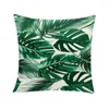 Housse de coussin en tissu à motif de feuilles vertes, taie d'oreiller carrée imprimée, décorative, pour canapé, sans remplissage, pour l'été, 45x45cm