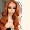 شعر مستعار من الدانتيل الجانبي من Blackswern Ginger Orange ، بيرق مستعار مسبقًا على طياته مع ضباط الستار للنساء السود ، 24