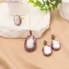 イヤリングネックレスGlseevo Natural Baroque Pearl Amethyst Inlaid Water Diamond Womens Jewelry Set Necklace Earrings Ring Ladies Exquisite Jewelry L240323