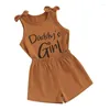 Kleidungssets Kleines Baby Mädchen Sommer Rundhals ärmelloses Briefdruck elastische Schleife Tanktops mit einfarbigen Shorts Outfit Kleidungsset