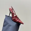 Dernières femmes pointues sexy Slingbacks chaussures à talons hauts marque de luxe concepteur chaussures habillées pour femmes boucle chaussures de soirée en dentelle sandales d'été en cuir verni pour femmes