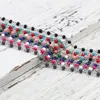 Link pulseiras moda 304 aço inoxidável para mulheres multicolorido esmalte redondo contas pulseira feminina jóias tendência presentes 17cm de comprimento 1pc