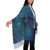 Lenços unisex lenço quente astrologia grande com longa borla estrela mapa cidade luzes xale envolve outono personalizado bufanda