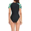 Maillots de bain pour femmes Summer Front Fermeture à glissière à manches courtes Combinaison Femme One Piece Sunscreen Combinaison de plongée à séchage rapide Maillot de bain Maillot de bain Sexy Corset