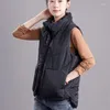 Gilets Contton pour femmes, col à capuche, sans manches, ample, chaud, rembourré en coton, Parkas, veste L1, printemps