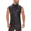 Männer Top Regelmäßige Sleevel Solide T-Shirt Tank Tops Unterhemd Weste 1pc Wet Look Schwarz Bluse Clubwear Fi Hot 58em #