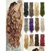 Clip In / On Extensions de cheveux 7Pcsset 130G synthétique en 22 pouces bouclés gros postiches en fibre haute température ondulée pour les femmes203 Drop Deliver Dh0F2