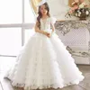 女の子のドレス結婚式のための白/黒い花のドレス
