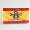 Acessórios Aqui Vive Uma Bandeira Pirata Espanhola da Espanha com a Cruz da Borgonha Uma Caveira Pirata 3x5 FT 100D Poliéster