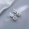 Dangle Earrings مزاج إبداعي مربع مربع قطرة رجعية السحر المجوهرات Zircon الأذن 925 هدية المجوهرات الإبرة الفضية