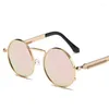 Okulary przeciwsłoneczne vintage mężczyźni kobiety retro punkowa okrągła metalowa rama kolorowe soczewki okularowe okulary mody okulary gafas sol mujer