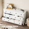 HOUROM White Dresser, Modern 6 Drawer Double Dresser Bedroom with Gold Pulls, Wide Chest of Drawers for Living Room