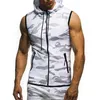 male Summer Sweatshirt Men Military Slim Tank Top Camoue Gyms Fitn Zipper Hooded Vest Sleevel Hoodie Tops Tees MY078 D4q7#