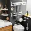 Handdoekhouders Houder Vouwhaak Hanger Witte aluminium muur 40-60CM Kledingrek Douchestang Rail Bad Toiletopslag Badkamerplank 240318