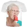 Nieuwe Fi Senior Vrouwen Likken Rode Popsicle 3d Gedrukt Zomer Mannen T-shirt Kawaii Oma Fun Popsicle Korte Mouw Top 6xl O7Bk #