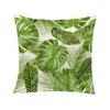 Kissenbezug mit grünem Blattmuster, Stoff, quadratisch, bedruckt, dekorative Sofaüberwürfe, nicht füllend, Sommer, 45 x 45 cm