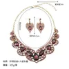 Exaggerated Ruby Clavicle Necklace and Earring for Women Set Fashion Bridal Wedding Jewelry Gemstone Fashion Accessories 240315