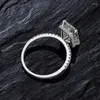 Anéis de cluster 925 prata esterlina esmeralda corte cúbico zircônia casamento banda cz promessa anel jóias finas