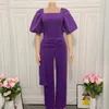 Elegante jumpsuits Rompers voor vrouwen vierkante nek lantaarn mouw hoge taille solide rechte vrouwelijke verjaardagsfeestje diner outfit 240315