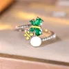 Anillos de boda Boho femenino pequeño verde mariposa piedra anillo de compromiso de moda color plata novia joyería regalo para las mujeres