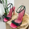 mode sandalen hoge hakken dames zomersandalen strik decoratieve riem feestschoenen hoge hakken sandalen groen roze rode sandalen