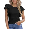 Herren-T-Shirts, Damen-T-Shirt, stilvoll, lässig, mit Rüschen, kurzärmelig, Slim-Fit-Bluse für elegante Streetwear-Anlässe