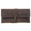 1 PC Handmade Cowhide Leather Pen Bag Retro Vintage Roll Pencil Case Pouch Office School Stationery Supplies 240311