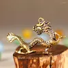 Decorative Figurines 1Pc Pure Brass Chinese Mythical Animal Dragon Statue Figures Miniature Antique Ornaments Ornament Feng Shui Decor Gifts