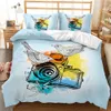 Cartoon Girls Bedding Set Queen Duvet Pink Flower Comforter Funny Animated Characters Doodle Polyester Quilt Cover