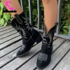 Boots Embroidered Women Ankle Boots 2023 Hot Sale Chunky Heeled Slip On Western Boots Vintage Cowgirl Boots Casual Versatile Boots