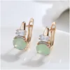 Boucles d'oreilles lustre pendantes Gkins luxe vert naturel Zircon pour femmes 585 couleur or Rose rétro fête bijoux fins cadeau livraison directe Otnex