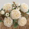 Fleurs décoratives 1pc vase de pivoine de soie artificielle pour la fête de Noël décor accessoire maison mariage arrangement floral bricolage artisanat fournitures