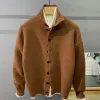 Hip Hop estilo urbano suéter cardigan coreano grunge punto chaqueta a tope para hombres invierno nuevo medio cuello alto sólido abrigo de punto E3Pv #