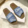 Flat Slipper Designer Sandal Sandals Square Chlloe Woody 2024 High Letter Bottom Canvas For Womens Cross Head Stick Case Cool One Word 29FX