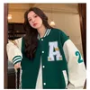 Korean Version of Retro Alphabet Print Baseball Uniform for Men and Women Allmatch Harajuku Style Loose Couple Jacket 240312