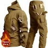 Tactische Waterdichte Mannen Camo Set Soft Shell Fleece Winter Combat Pak Windscherm Warm Multi Pocket Training Militair Uniform 386e #