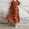 Vestidos casuais vestido de manga longa muçulmana feminina PRIMAGEM VINTAGE O NUCHO PISCO BLIPADO PLAÇO PLAÇÃO BEARA ABAYA ROBE