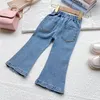 Jeans per ragazze Autunno Primavera Pantaloni in denim casual Pantaloni principessa Autunno Moda per bambini per 27 anni 240318